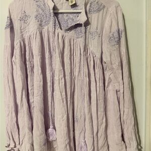 Rachel Zoe Lavender Embroidered Blouse